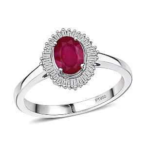 Rhapsody AAAA Mozambique Ruby and E-F VS Diamond 1.30 ctw Ring in 950 Platinum (Size 5.0)