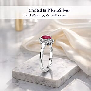 Rhapsody AAAA Mozambique Ruby and E-F VS Diamond 1.30 ctw Ring in 950 Platinum (Size 5.0)