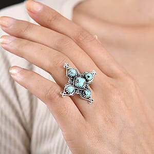 D'Joy Artisan Crafted Premium Blue Moon Turquoise 2.80 ctw Ring in Sterling Silver (Size 10.0)