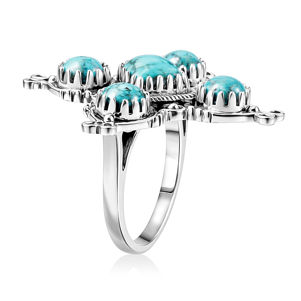 D'Joy Premium Blue Moon Turquoise Ring in Black Oxisised Sterling Silver (Size 10.0) 2.80 ctw image number 3