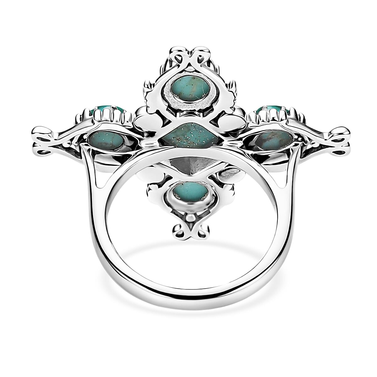 D'Joy Premium Blue Moon Turquoise Ring in Black Oxisised Sterling Silver (Size 10.0) 2.80 ctw image number 4