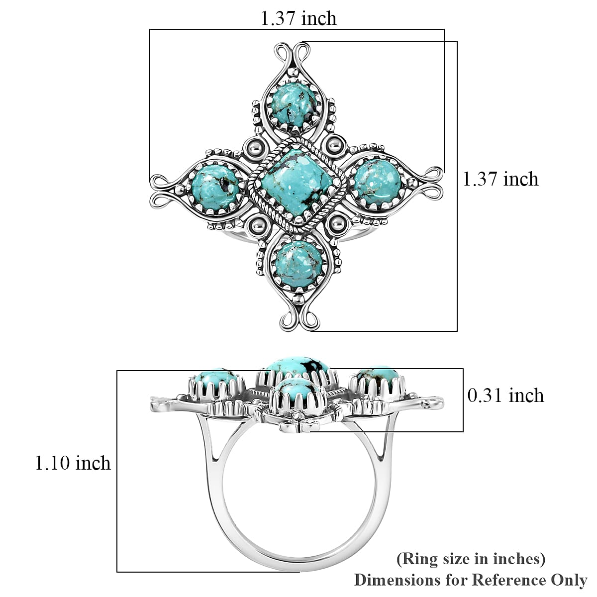 D'Joy Premium Blue Moon Turquoise Ring in Black Oxisised Sterling Silver (Size 10.0) 2.80 ctw image number 5