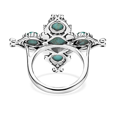 D'Joy Artisan Crafted Premium Blue Moon Turquoise 2.80 ctw Ring in Sterling Silver (Size 5.0)
