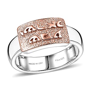 D'Joy Passport to Israel 18K Vermeil RG and Rhodium Over Sterling Silver Band Ring (Size 10.0)
