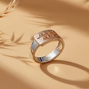 D'Joy Passport to Israel 18K Vermeil RG and Rhodium Over Sterling Silver Band Ring (Size 10.0)