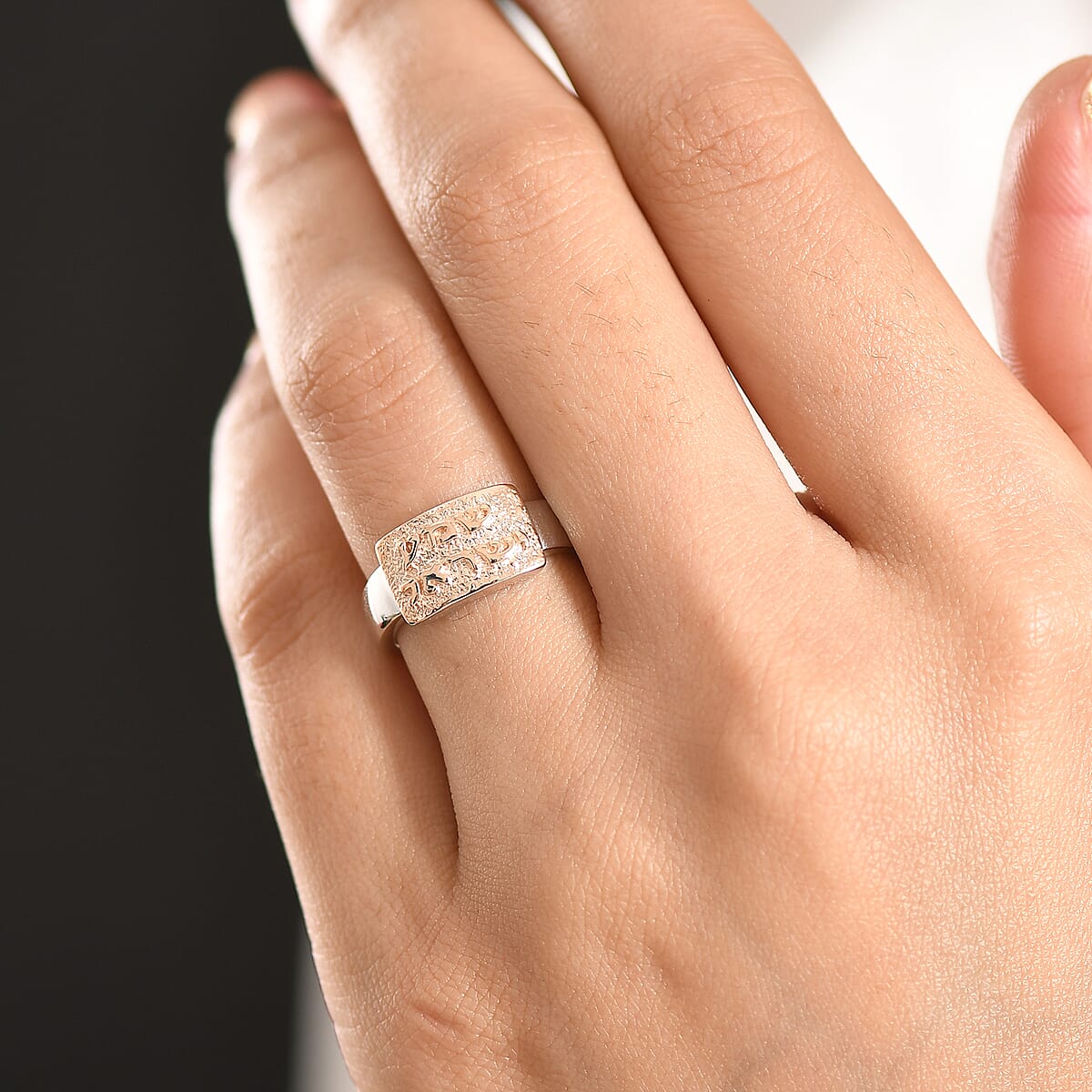 D'Joy Passport to Israel 18K Vermeil RG and Rhodium Over Sterling Silver Band Ring (Size 10.0) image number 2