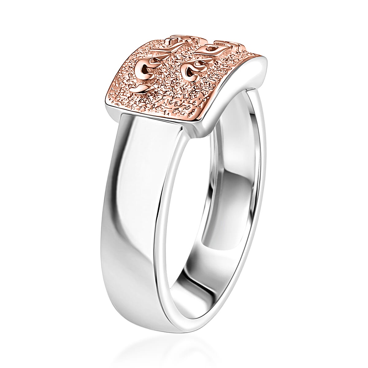 D'Joy Passport to Israel 18K Vermeil RG and Rhodium Over Sterling Silver Band Ring (Size 10.0) image number 3