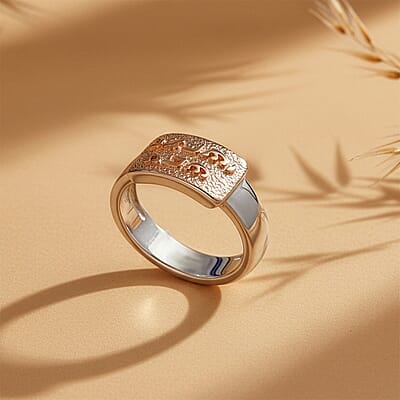 D'Joy Passport to Israel 18K Vermeil RG and Rhodium Over Sterling Silver Band Ring (Size 7.0)