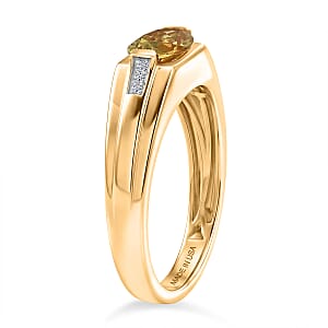 Premium Golden Apatite and Luxuriant Lab Grown Diamond G-H SI 1.30 ctw Men's Ring in 18K Vermeil Yellow Gold Over Sterling Silver (Size 10.0)