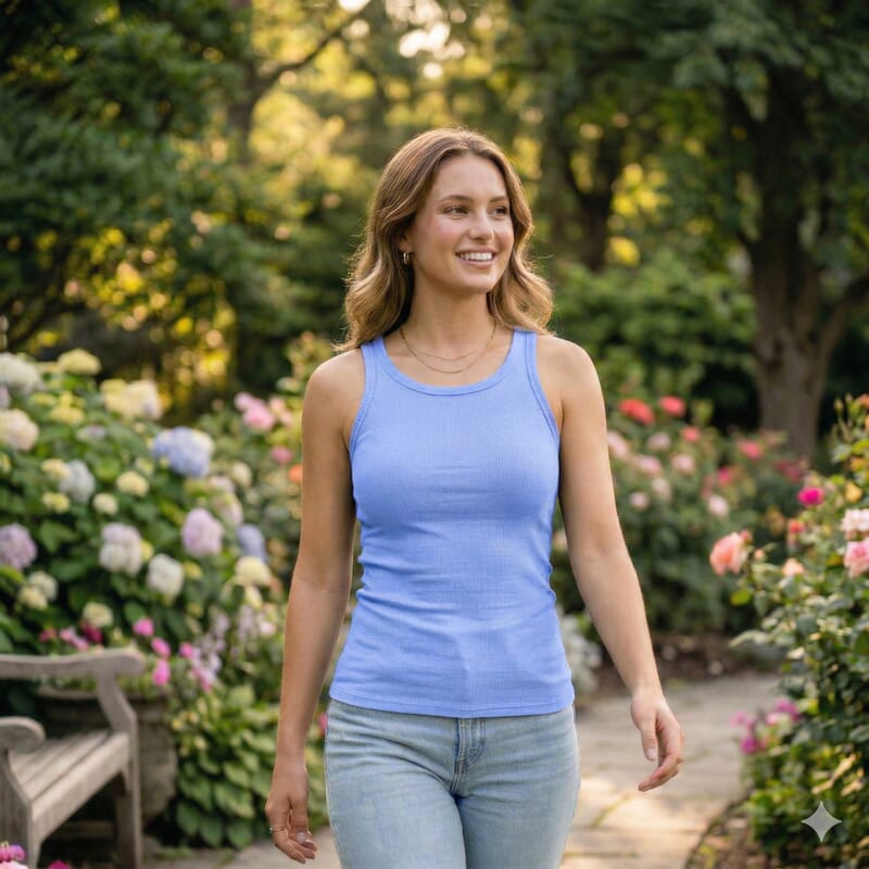 La Marey Set of 2 Denim Blue and Cornflower Blue Cotton Span Ribbed Tank Tops - XXL