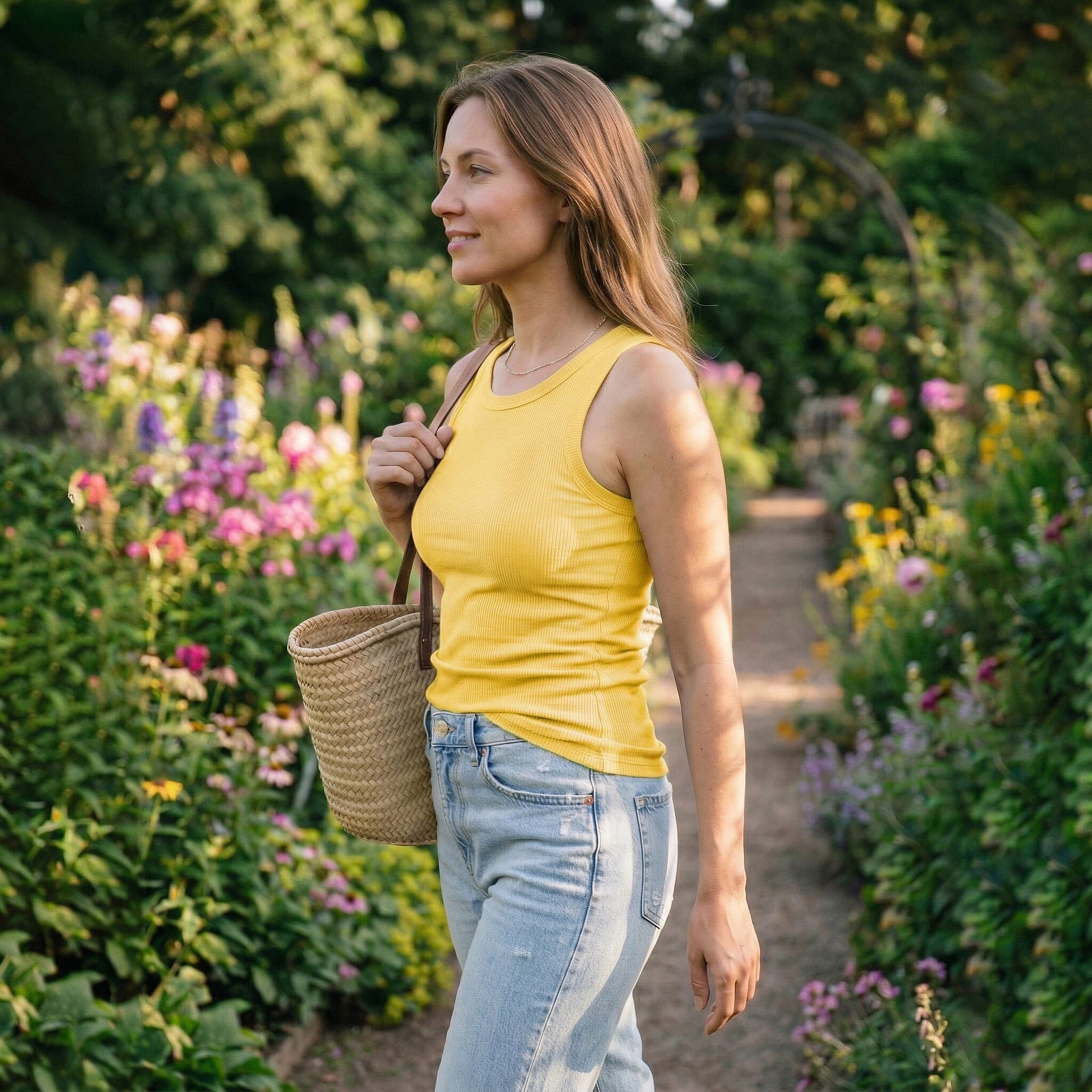 La Marey Set of 2 White and Marigold Cotton Span Ribbed Tank Tops - XXL