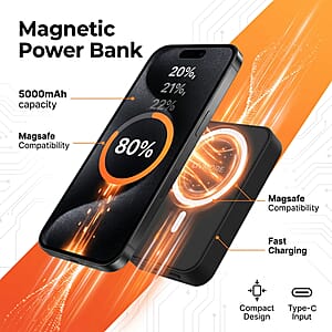 Livmore Black P5 Magnetic 5000mAh Power Bank with 5W Wireless Output