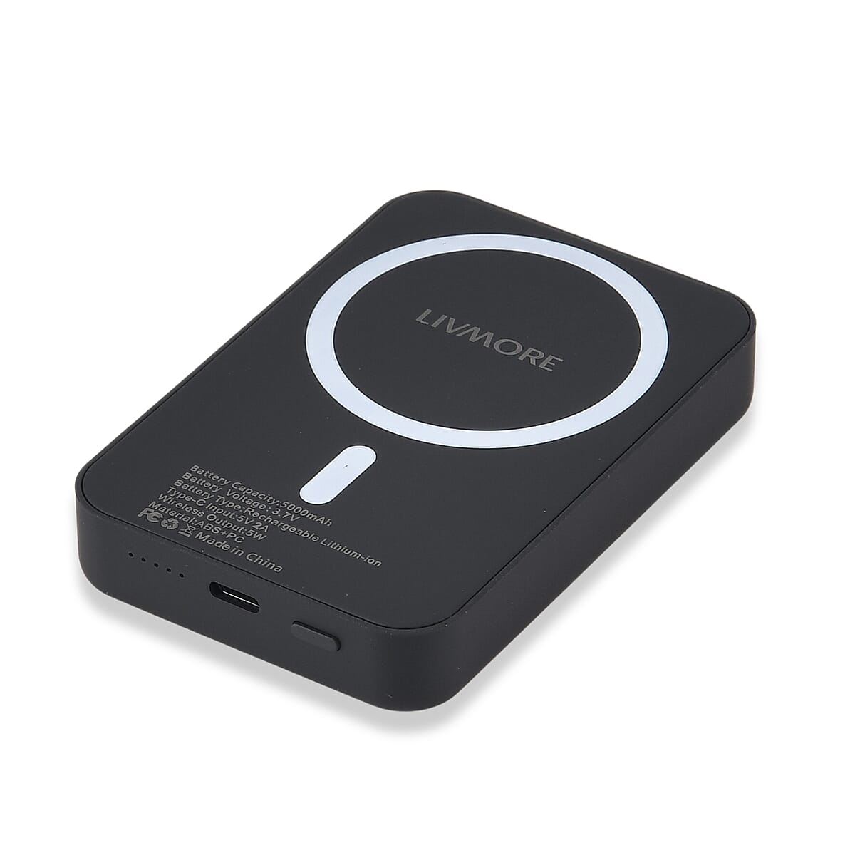 Livmore Black P5 Magnetic 5000mAh Power Bank with 5W Wireless Output image number 8