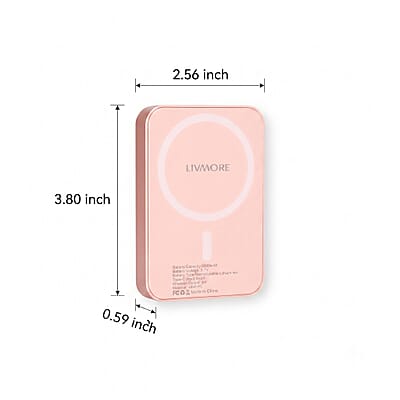 Livmore Pink P5 Magnetic 5000mAh Power Bank with 5W Wireless Output