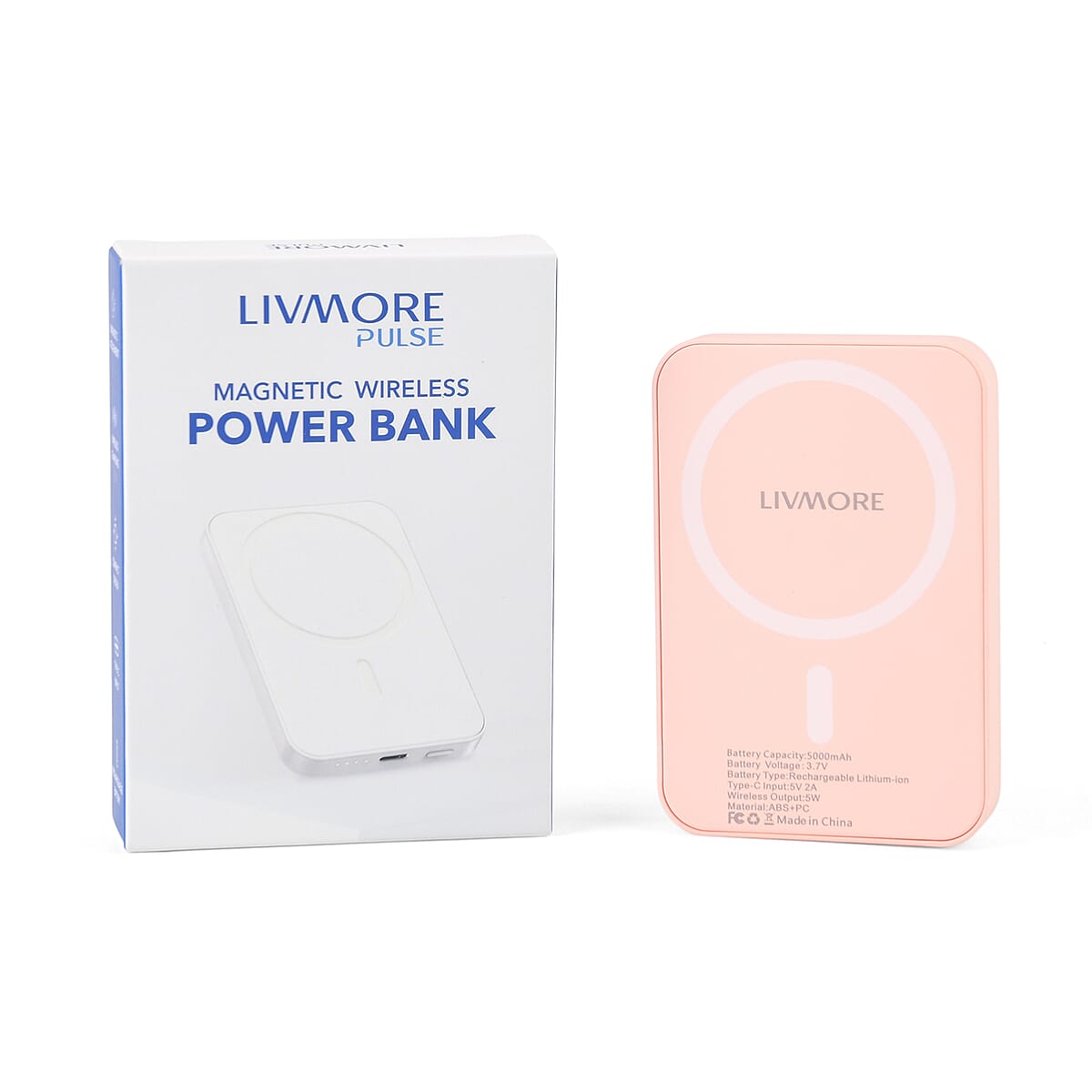 Livmore Pink P5 Magnetic 5000mAh Power Bank with 5W Wireless Output image number 7