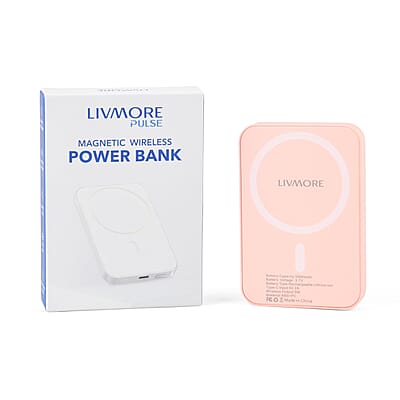 Livmore Pink P5 Magnetic 5000mAh Power Bank with 5W Wireless Output