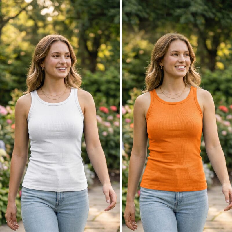 La Marey Set of 2 White and Orange Cotton Span Ribbed Tank Tops - XXL