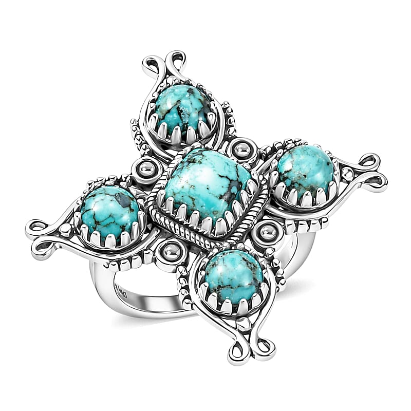 D'Joy Artisan Crafted Premium Blue Moon Turquoise 2.80 ctw Ring in Sterling Silver (Size 6.0)