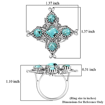 D'Joy Artisan Crafted Premium Blue Moon Turquoise 2.80 ctw Ring in Sterling Silver (Size 6.0)