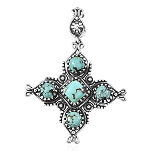 D'Joy Artisan Crafted Premium Blue Moon Turquoise 2.80 ctw Pendant without Chain in Sterling Silver