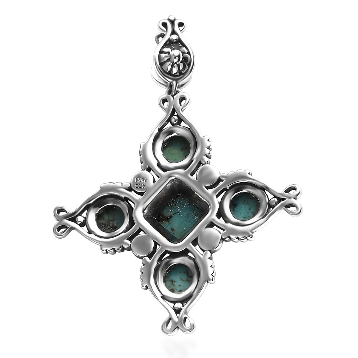 D'Joy Artisan Crafted Premium Blue Moon Turquoise 2.80 ctw Pendant without Chain in Sterling Silver image number 4