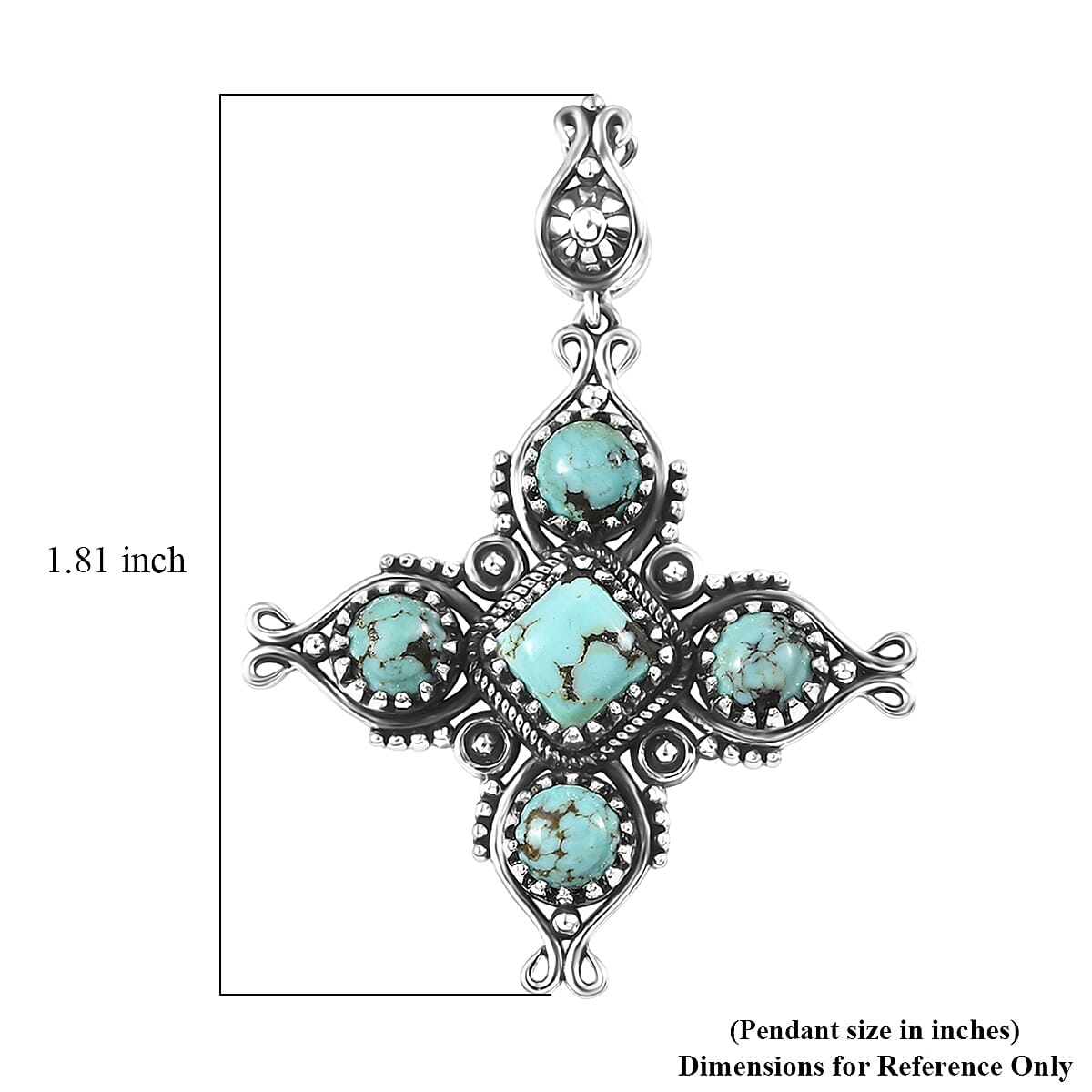 D'Joy Artisan Crafted Premium Blue Moon Turquoise 2.80 ctw Pendant without Chain in Sterling Silver image number 5