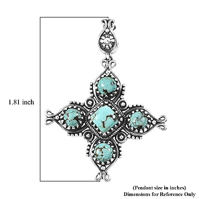 D'Joy Artisan Crafted Premium Blue Moon Turquoise 2.80 ctw Pendant without Chain in Sterling Silver