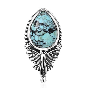 D'Joy Artisan Crafted Premium Blue Moon Turquoise 4.80 ctw Butterfly Pendant without Chain in Sterling Silver