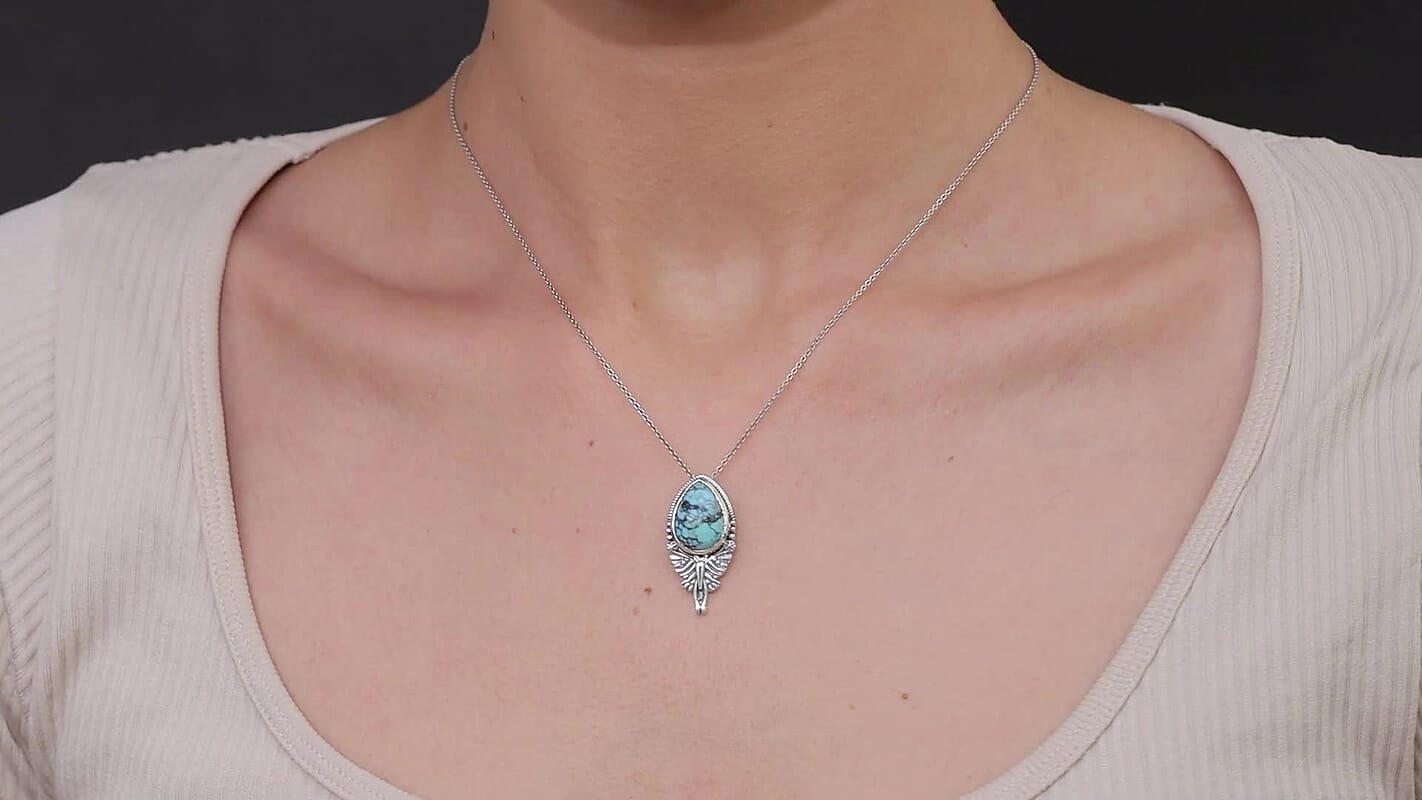 D'Joy Artisan Crafted Premium Blue Moon Turquoise 4.80 ctw Butterfly Pendant without Chain in Sterling Silver