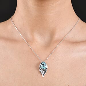 D'Joy Artisan Crafted Premium Blue Moon Turquoise 4.80 ctw Butterfly Pendant without Chain in Sterling Silver