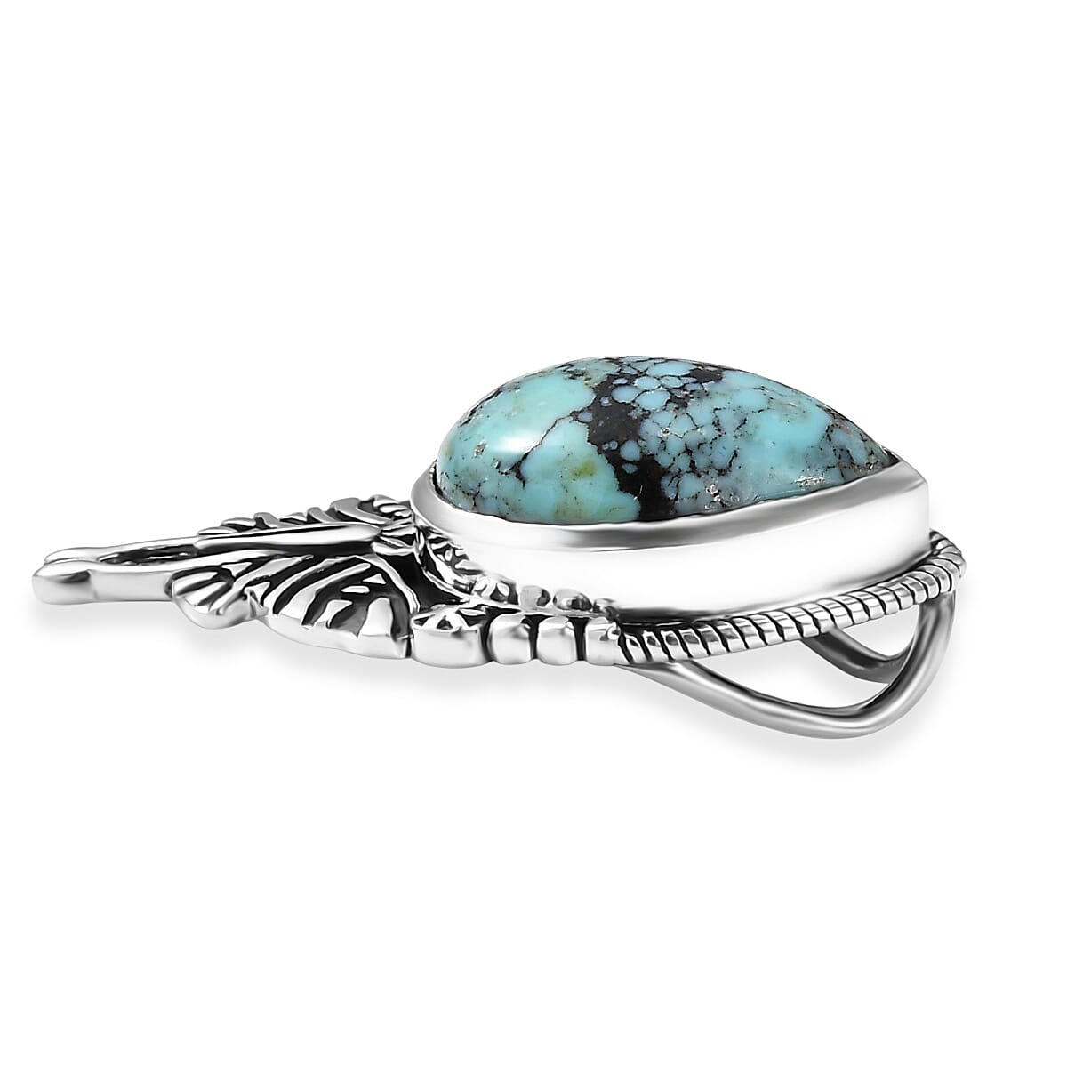 D'Joy Artisan Crafted Premium Blue Moon Turquoise 4.80 ctw Butterfly Pendant without Chain in Sterling Silver image number 3