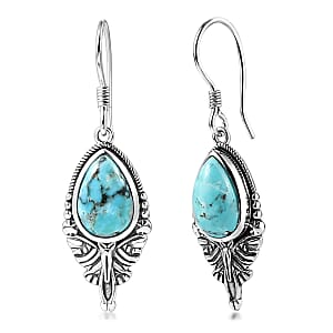 D'Joy Artisan Crafted Premium Blue Moon Turquoise 5.60 ctw Butterfly Earrings in Sterling Silver