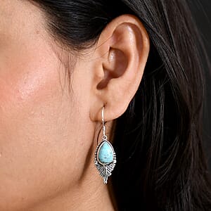 D'Joy Artisan Crafted Premium Blue Moon Turquoise 5.60 ctw Butterfly Earrings in Sterling Silver