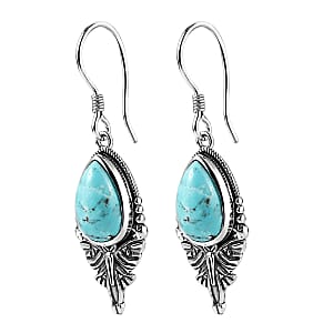 D'Joy Artisan Crafted Premium Blue Moon Turquoise 5.60 ctw Butterfly Earrings in Sterling Silver