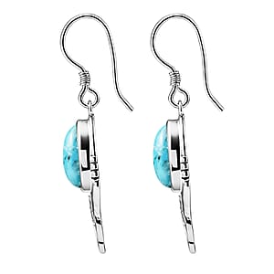 D'Joy Artisan Crafted Premium Blue Moon Turquoise 5.60 ctw Butterfly Earrings in Sterling Silver