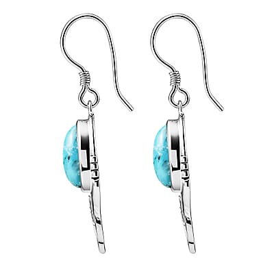 D'Joy Artisan Crafted Premium Blue Moon Turquoise 5.60 ctw Butterfly Earrings in Sterling Silver