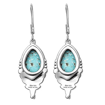 D'Joy Artisan Crafted Premium Blue Moon Turquoise 5.60 ctw Butterfly Earrings in Sterling Silver