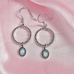 D'Joy Artisan Crafted Premium Larimar 1.90 ctw Earrings in Sterling Silver