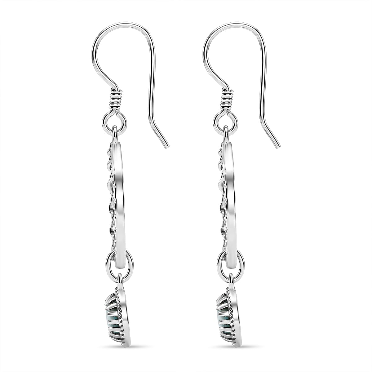 D'Joy Passport to Israel Artisan Crafted Premium Larimar 1.90 ctw Earrings in Sterling Silver