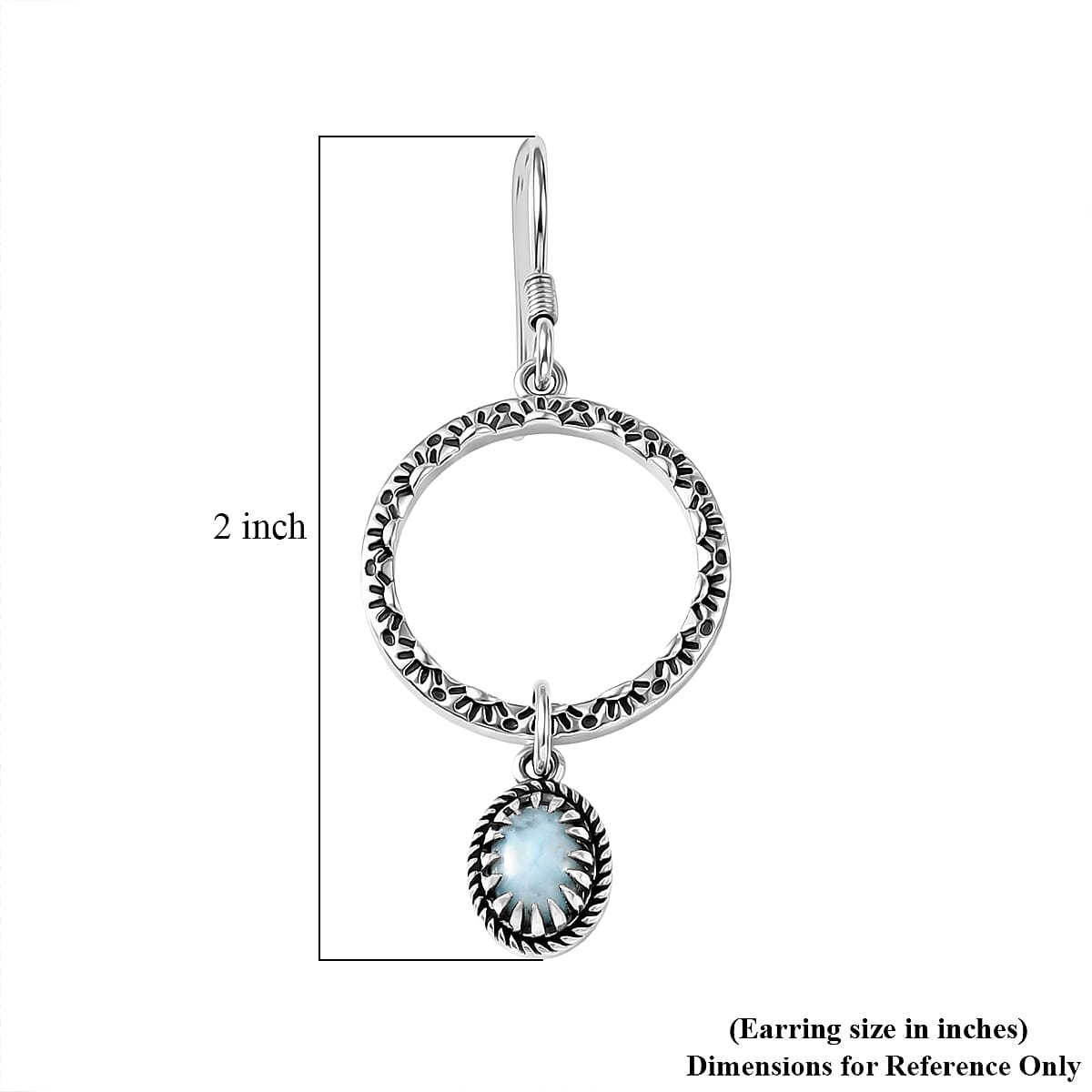 D'Joy Artisan Crafted Premium Larimar 1.90 ctw Earrings in Sterling Silver image number 5