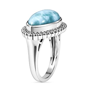 D'Joy Passport to Israel Larimar 9.25 ctw Solitaire Ring in Platinum Over Sterling Silver (Size 10.0)