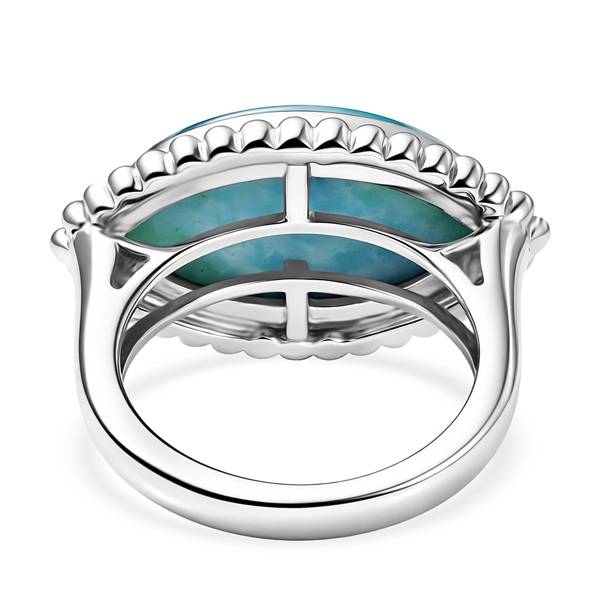 D'Joy Passport to Israel Larimar Solitaire Ring in Platinum Over Sterling Silver (Size 10.0) 9.25 ctw image number 4