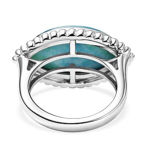 D'Joy Passport to Israel Larimar 9.25 ctw Solitaire Ring in Platinum Over Sterling Silver (Size 11.0)