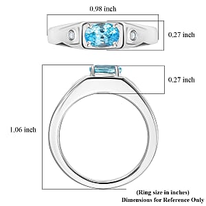 Premium Cambodian Blue Zircon and Luxuriant Lab Grown Diamond G-H SI 1.40 ctw Men's Ring in Rhodium Over Sterling Silver (Size 11.0)