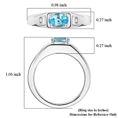 Premium Cambodian Blue Zircon and Luxuriant Lab Grown Diamond G-H SI 1.40 ctw Men's Ring in Rhodium Over Sterling Silver (Size 12.0)