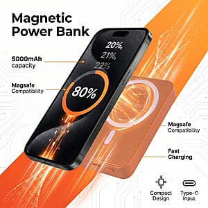 Livmore Orange P5 Magnetic 5000mAh Power Bank with 5W Wireless Output