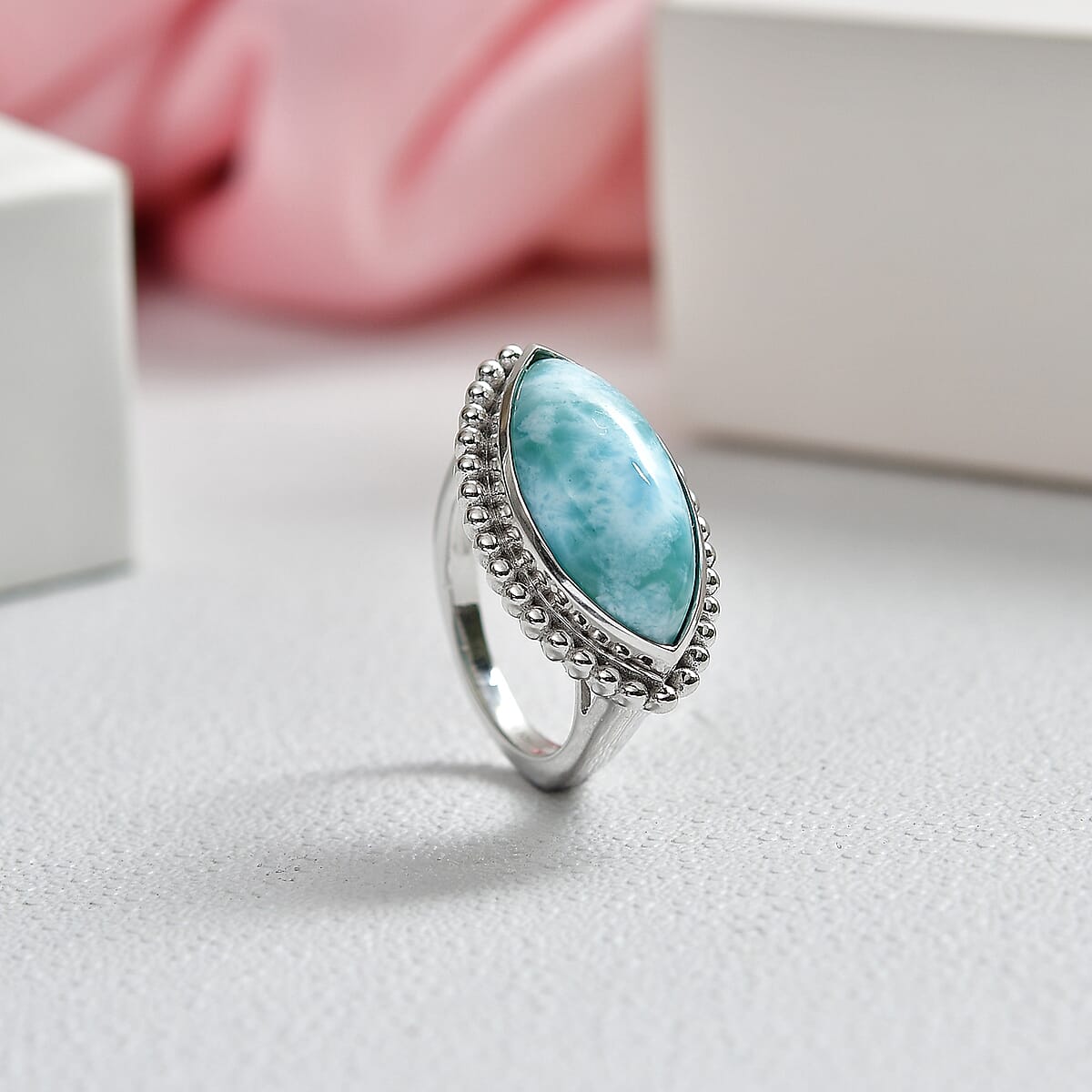D'Joy Passport to Israel Larimar 9.25 ctw Solitaire Ring in Platinum Over Sterling Silver (Size 6.0) image number 1