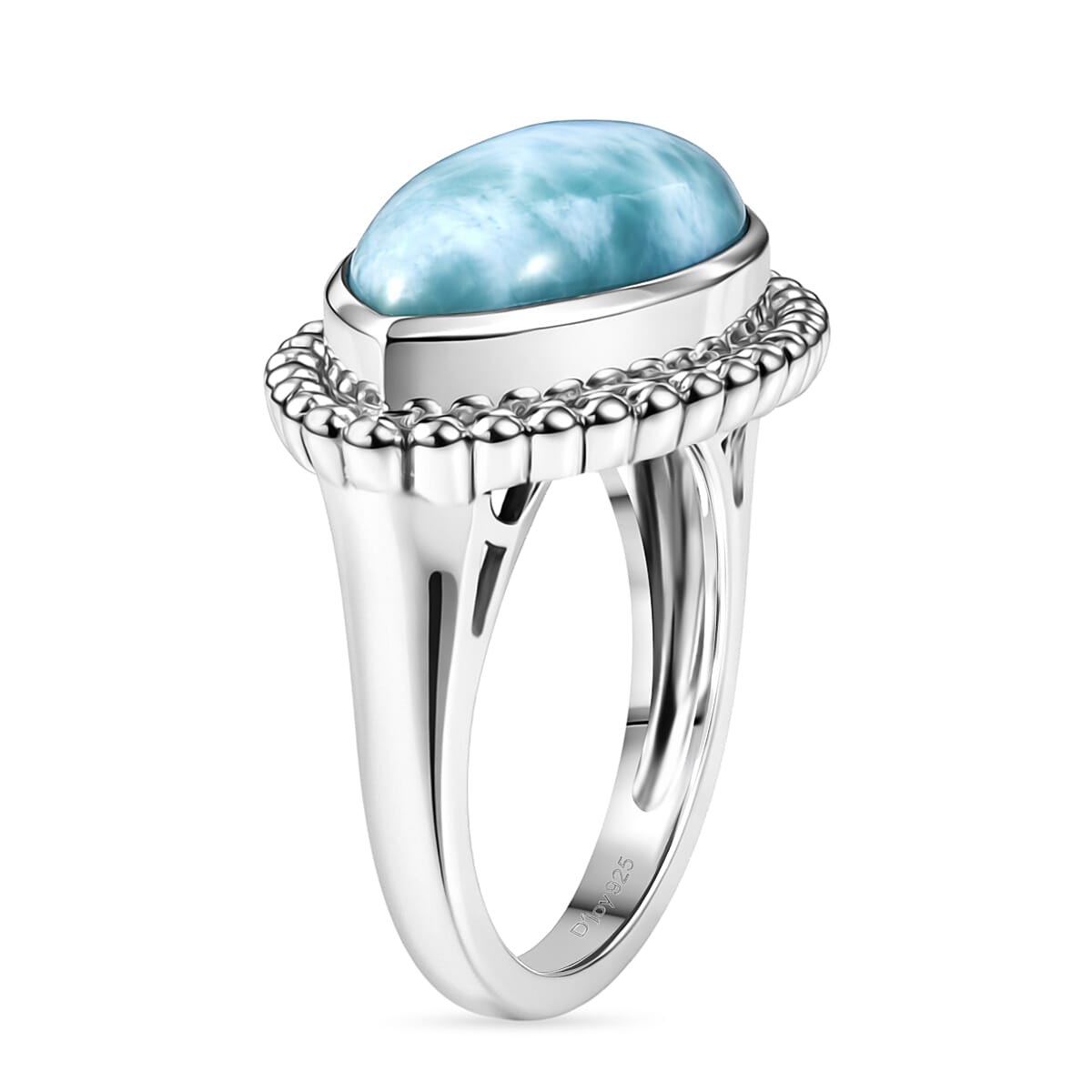 D'Joy Passport to Israel Larimar 9.25 ctw Solitaire Ring in Platinum Over Sterling Silver (Size 9.0) image number 3