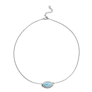 D'Joy AAA Larimar 9.25 ctw Necklace in Platinum Over Sterling Silver 18-20 Inches 