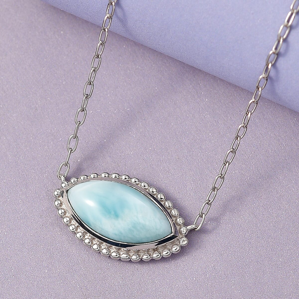 D'Joy Passport to Israel AAA Larimar 9.25 ctw Necklace in Platinum Over Sterling Silver 18-20 Inches  image number 1